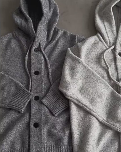 Japanese Hooded Knit Cardigan – Button-Down Lazy Couple