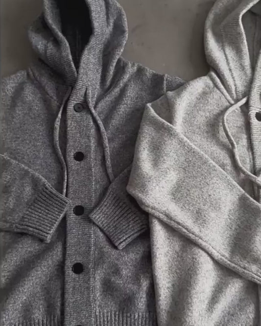 Japanese Hooded Knit Cardigan – Button-Down Lazy Couple