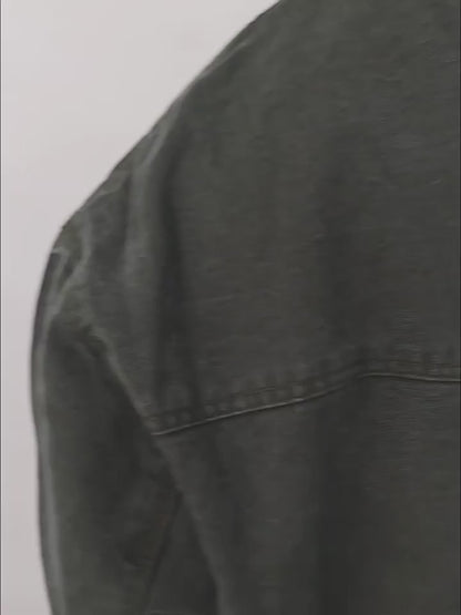 Detroit Cargo Denim Padded Winter Jacket – Retro Lapel Unisex