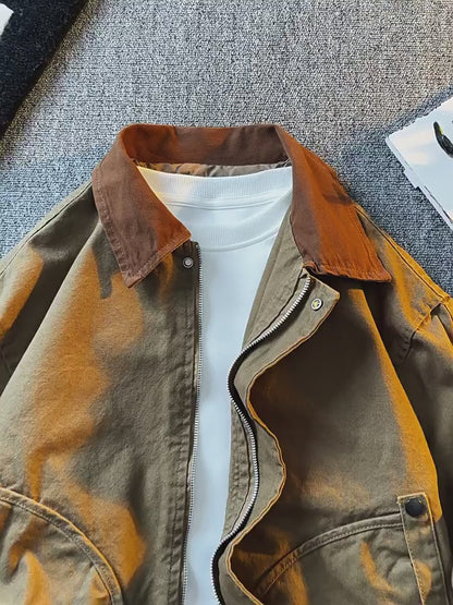 Vintage Washed Detroit Shooting Jacket – Pure Cotton Unisex Spring Autumn