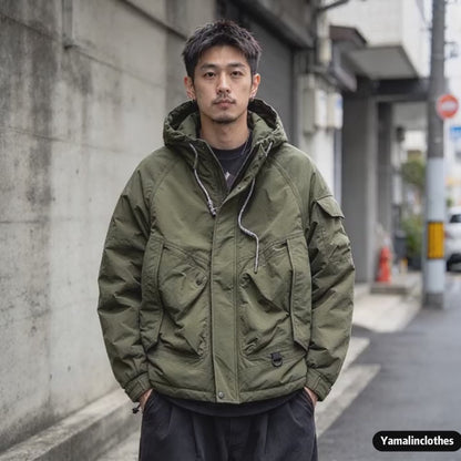 Hooded Down Jacket – Drawstring Multi Pocket