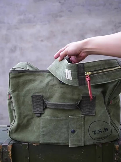 Large size wash thickened canvas shoulder crossbody bag vintage cycling newsboy leisure bag men's travel bag 8667