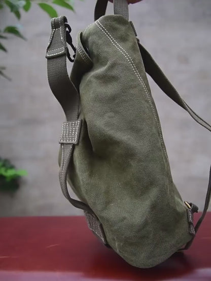 حقيبة كتف واحدة قماش سميك صناعة ثقيلة للرجال، حقيبة كروس عتيقة، حقيبة كاجوال، حقيبة صدر بنمط عسكري 8453