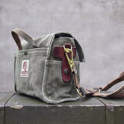 Vintage Washed Canvas Messenger Bag – Military Workwear Crossbody Satchel