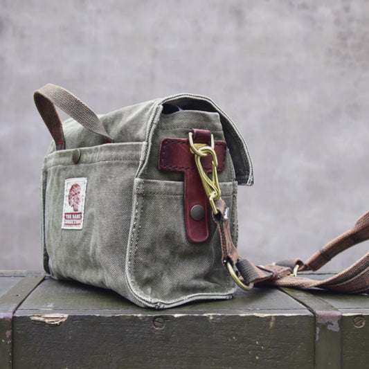 Vintage Washed Canvas Messenger Bag – Military Workwear Crossbody Satchel