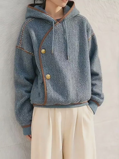 Women's 2025 Autumn Winter Korean Little Chanel Coat - Blue Corduroy Lamb Wool Thick Warm Coat