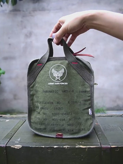 Heavy industry thickened washed canvas square shoulder crossbody handbag men's casual bag US Army Flying Tigers bag 8851