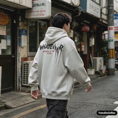 Fuzzy Letter Print Fleece Hoodie – Heavy Oversized Unisex