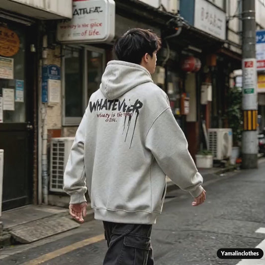 Fuzzy Letter Print Fleece Hoodie – Heavy Oversized Unisex