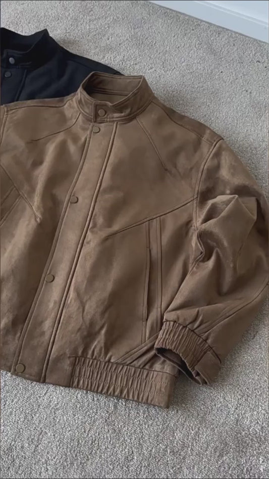 Suede Harrington Jacket – American Vintage Oversized Unisex