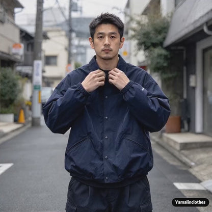 Japanese Vintage Letter Embroidered Lapel Coach Jacket – Oversized Unisex