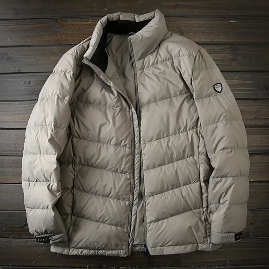 Men's Plus Size Lightweight High-Fluffy Down Jacket - Winter Stand Collar Warm Export Overstock Coat