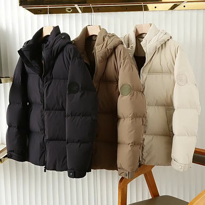 Men's Plus Size Export Overstock Puffer Jacket - High-Puff Hooded Thickened White Duck Down Coat