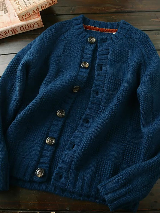 Men's High-End Italian Order Heavyweight Wool Cardigan - Autumn Winter Thickened Round Neck Knitted Sweater Jacket