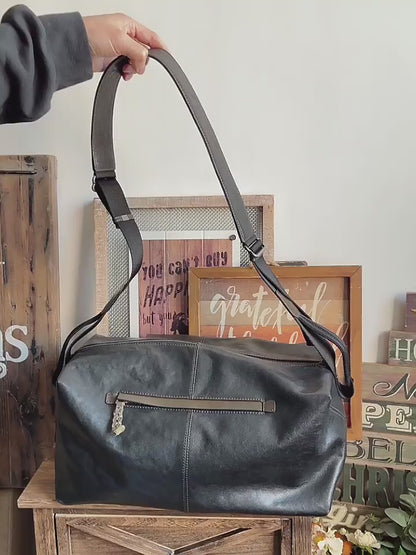 Vegetable-Tanned Cowhide Shoulder Bag – Men's Large Capacity Leather Messenger Bag