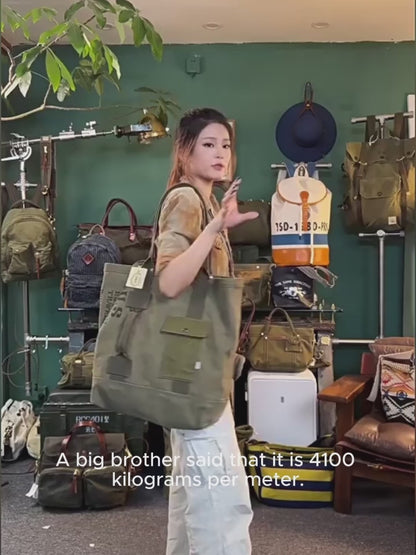 Heavy-Duty Washed Vintage Canvas Tote Bag - Yamalin Thickened Large Capacity Shoulder Bag Workwear Carry-All