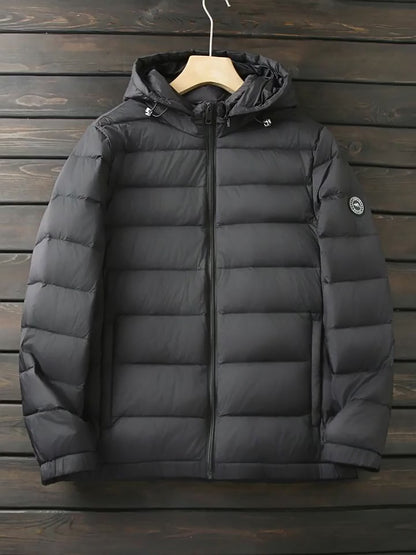 Men's Export Overstock Lightweight Hooded Down Jacket - Autumn Winter Warm Short Cold-Proof Coat
