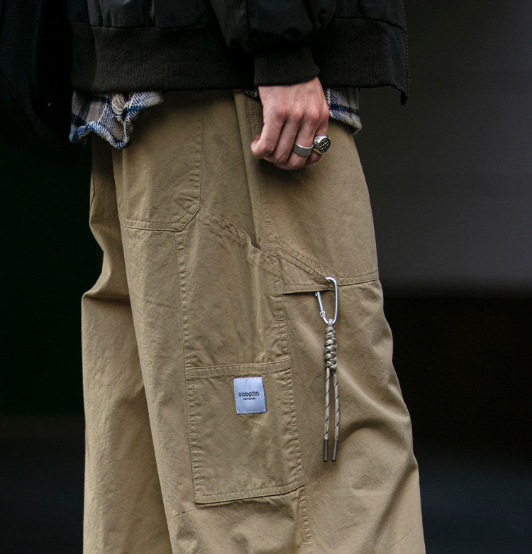 Urban Vintage Paratrooper Cargo Pants – Loose Straight Drawstring Workwear Trousers for Men | Japanese vintage | yamalin clothes | Yamalinclothes