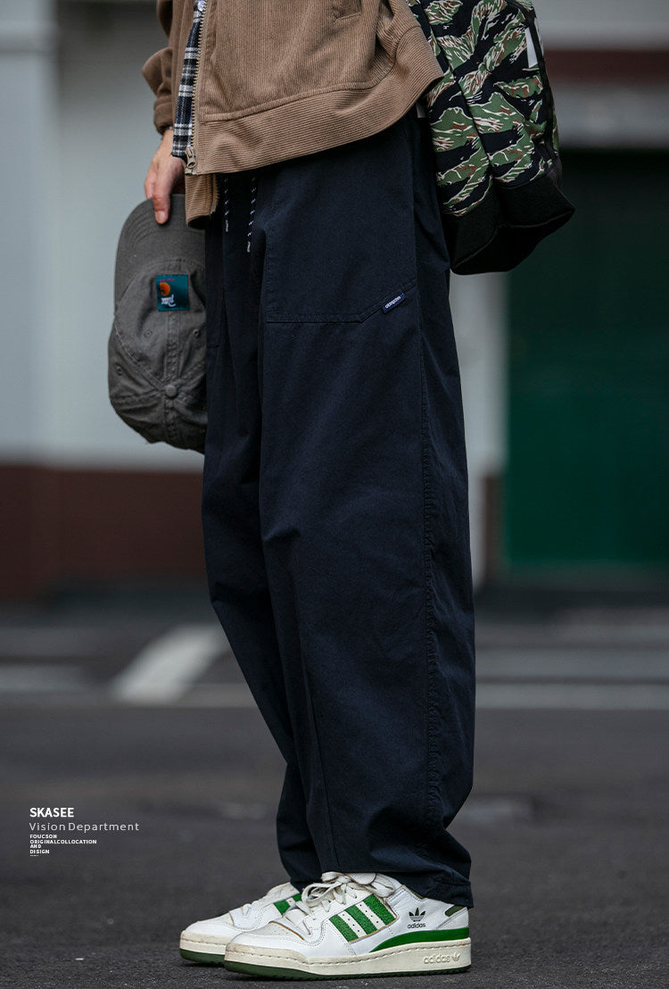 Urban Vintage Paratrooper Cargo Pants – Loose Straight Drawstring Workwear Trousers for Men | Japanese vintage | yamalin clothes | Yamalinclothes