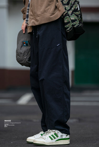 Urban Vintage Paratrooper Cargo Pants – Loose Straight Drawstring Workwear Trousers for Men | Japanese vintage | yamalin clothes | Yamalinclothes