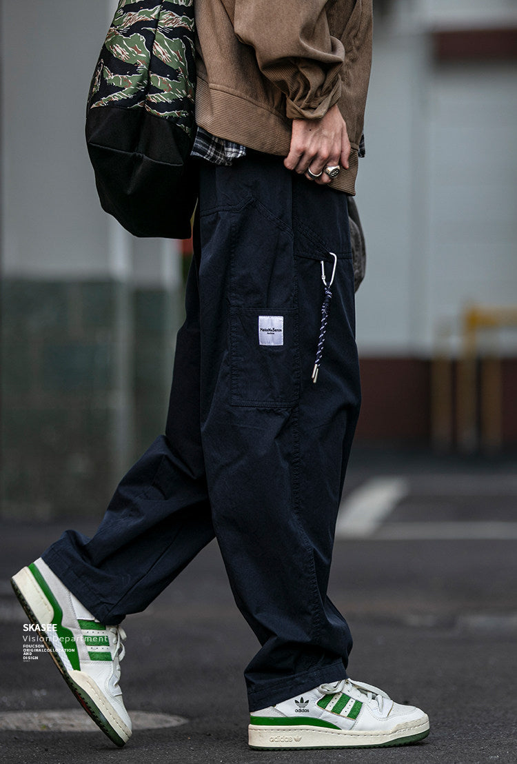 Urban Vintage Paratrooper Cargo Pants – Loose Straight Drawstring Workwear Trousers for Men | Japanese vintage | yamalin clothes | Yamalinclothes