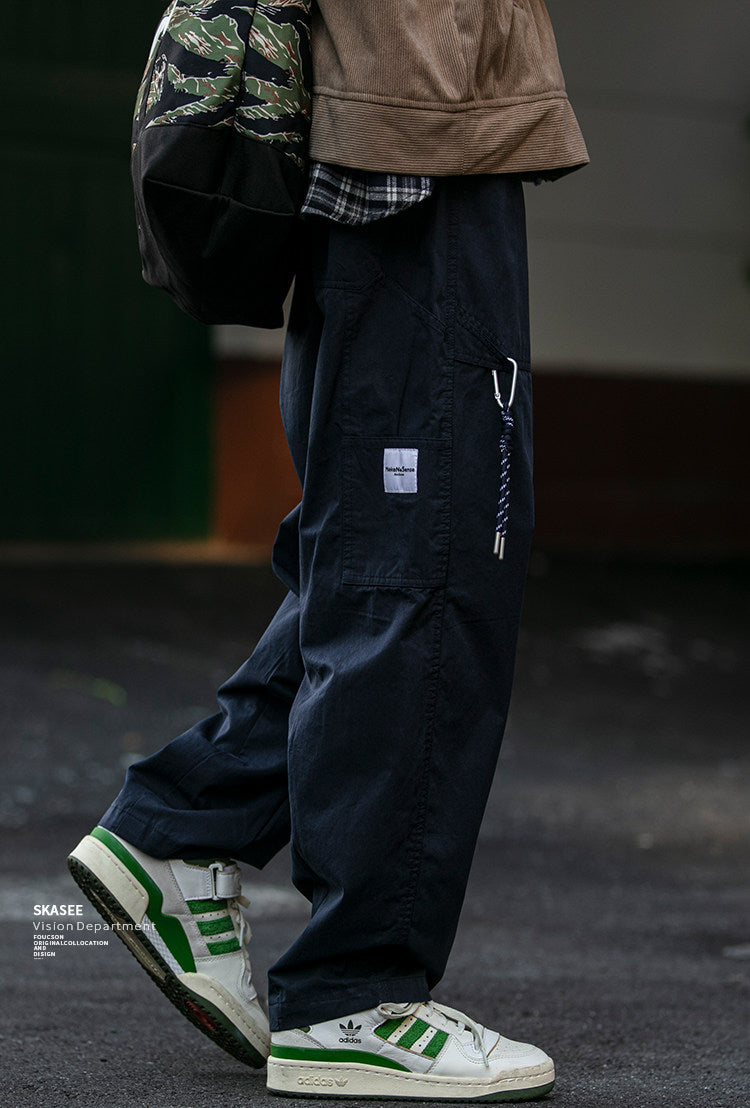 Urban Vintage Paratrooper Cargo Pants – Loose Straight Drawstring Workwear Trousers for Men | Japanese vintage | yamalin clothes | Yamalinclothes