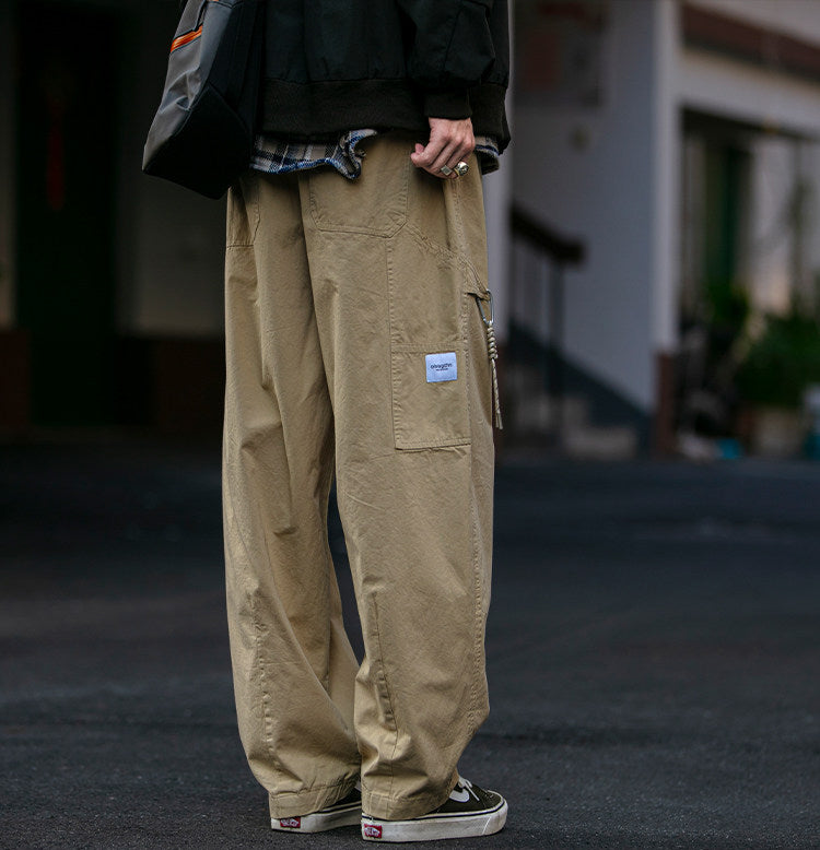 Urban Vintage Paratrooper Cargo Pants – Loose Straight Drawstring Workwear Trousers for Men | Japanese vintage | yamalin clothes | Yamalinclothes
