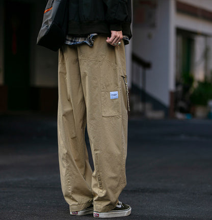 Urban Vintage Paratrooper Cargo Pants – Loose Straight Drawstring Workwear Trousers for Men | Japanese vintage | yamalin clothes | Yamalinclothes