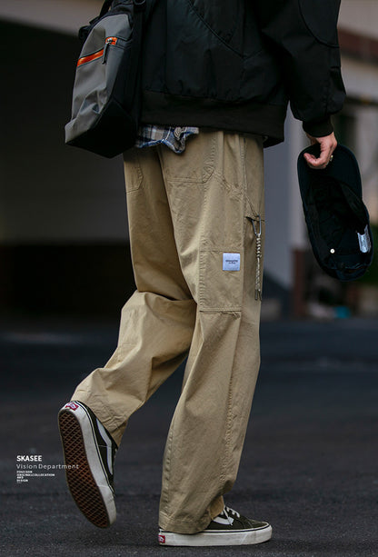 Urban Vintage Paratrooper Cargo Pants – Loose Straight Drawstring Workwear Trousers for Men | Japanese vintage | yamalin clothes | Yamalinclothes