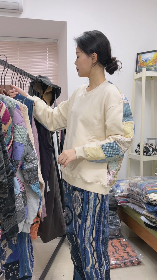 Kapital Japanese Retro Knitted Vest Blue Vintage Crew Neck Pullover Sweater – Streetwear Knitwear