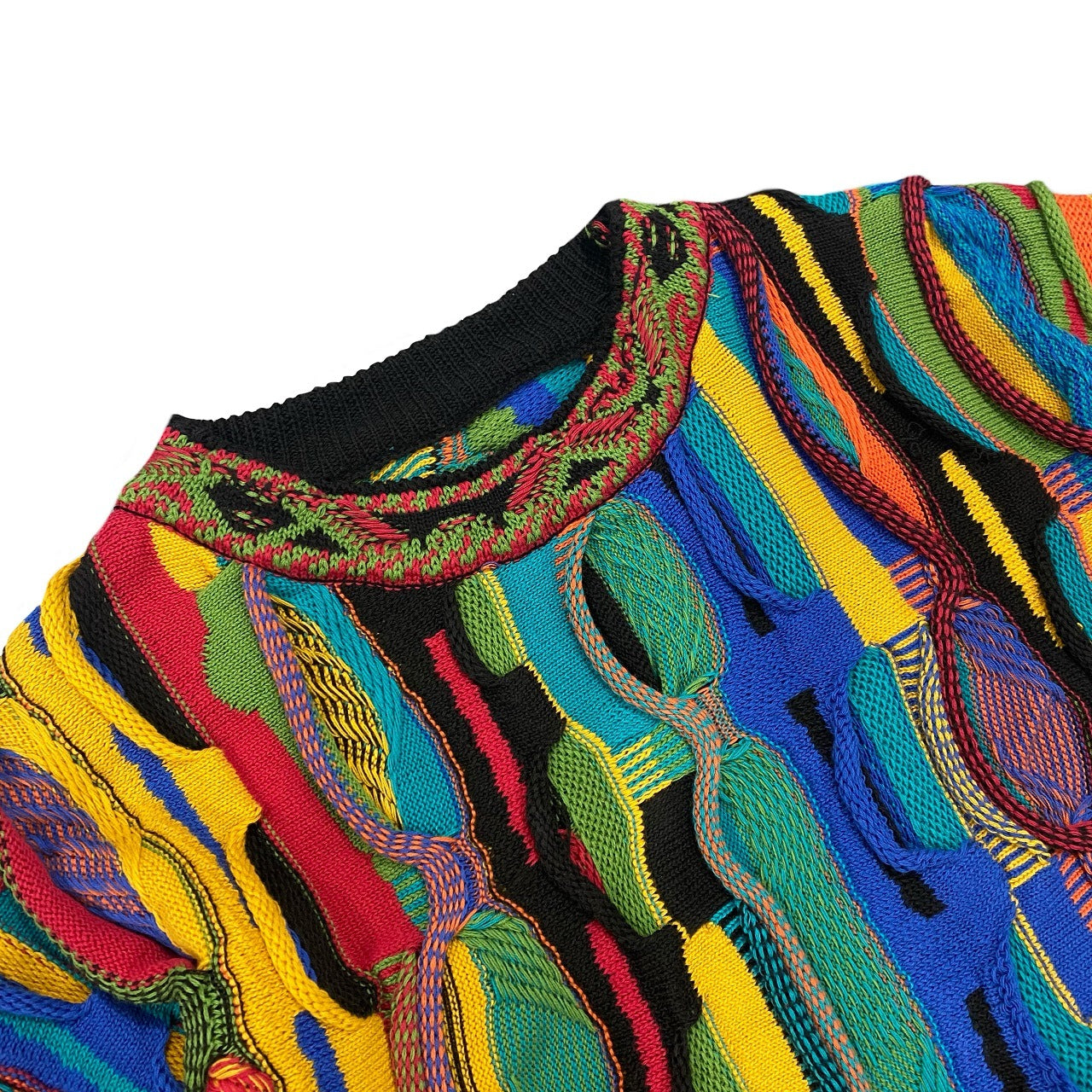 Heavy industry bitter gourd pattern round neck retro three-dimensional wave contrast color sweater  Christmas Snowflakes