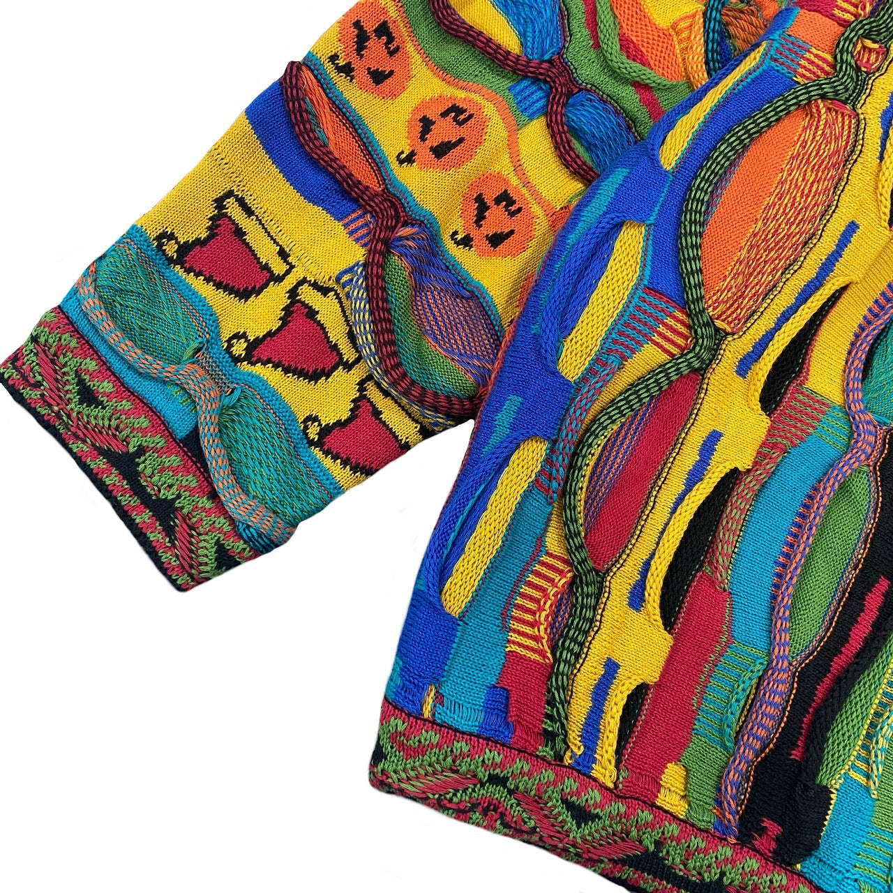 Heavy industry bitter gourd pattern round neck retro three-dimensional wave contrast color sweater  Christmas Snowflakes