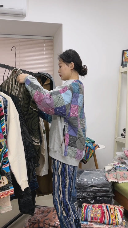 Japanese style retro dark green maze knitted sweater cardigan