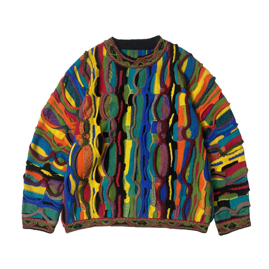 Japanese retro contrast color ethnic style knitted retro round neck pullover sweater s