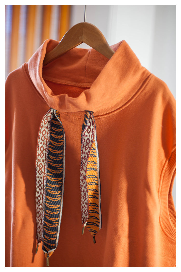 Japanese style niche retro tiger pattern tie vest vest orange