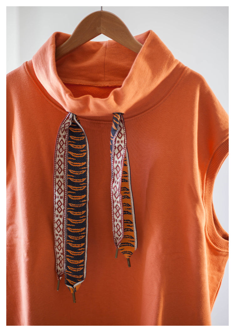 Japanese style niche retro tiger pattern tie vest vest orange