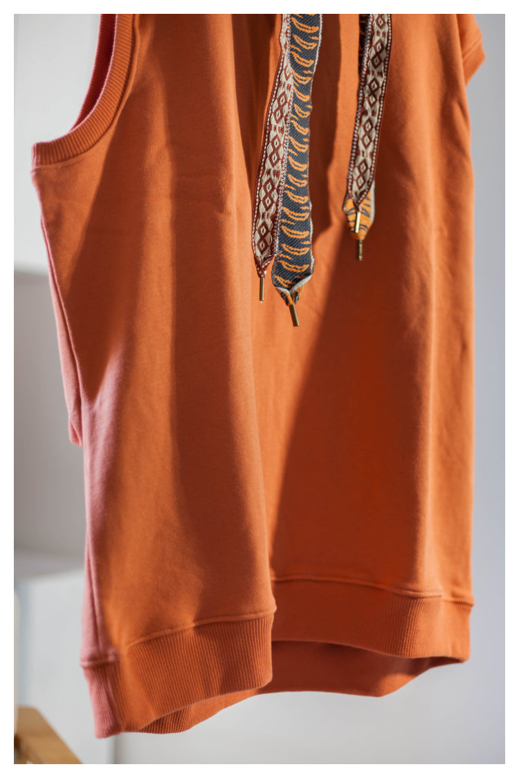 Japanese style niche retro tiger pattern tie vest vest orange