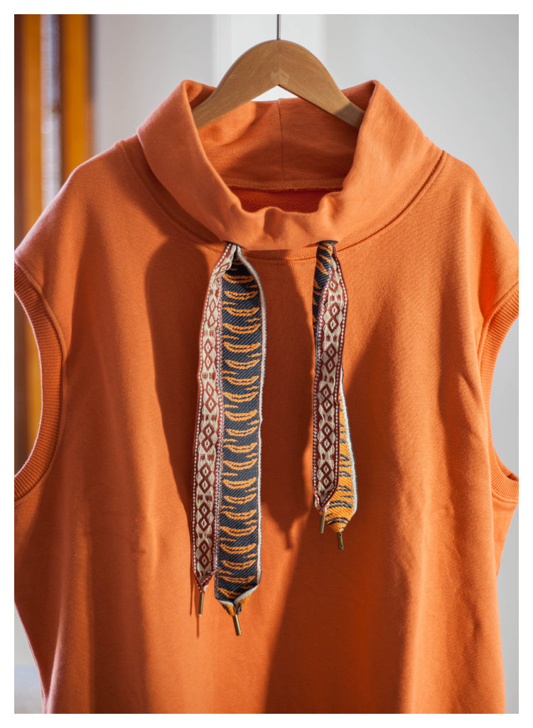 Japanese style niche retro tiger pattern tie vest vest orange