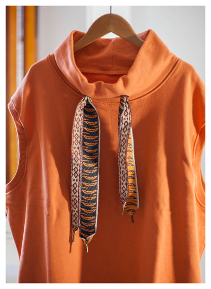 Japanese style niche retro tiger pattern tie vest vest orange