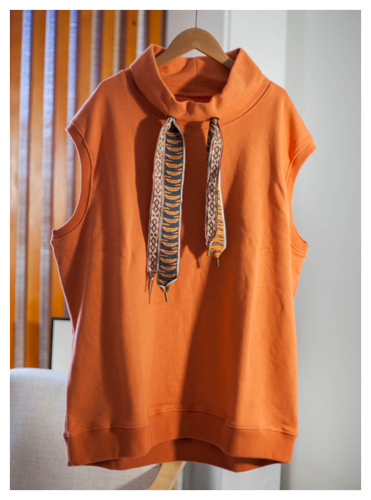 Japanese style niche retro tiger pattern tie vest vest orange