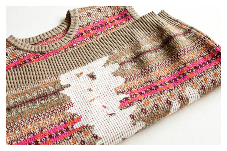 Japanese Vintage Skeleton Pattern Womens pullover sweater vest sweater s