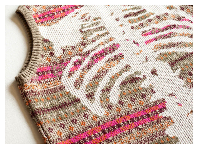 Japanese Vintage Skeleton Pattern Womens pullover sweater vest sweater s