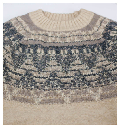 Japanese style retro smiley face sweater autumn and winter thick round neck sweater