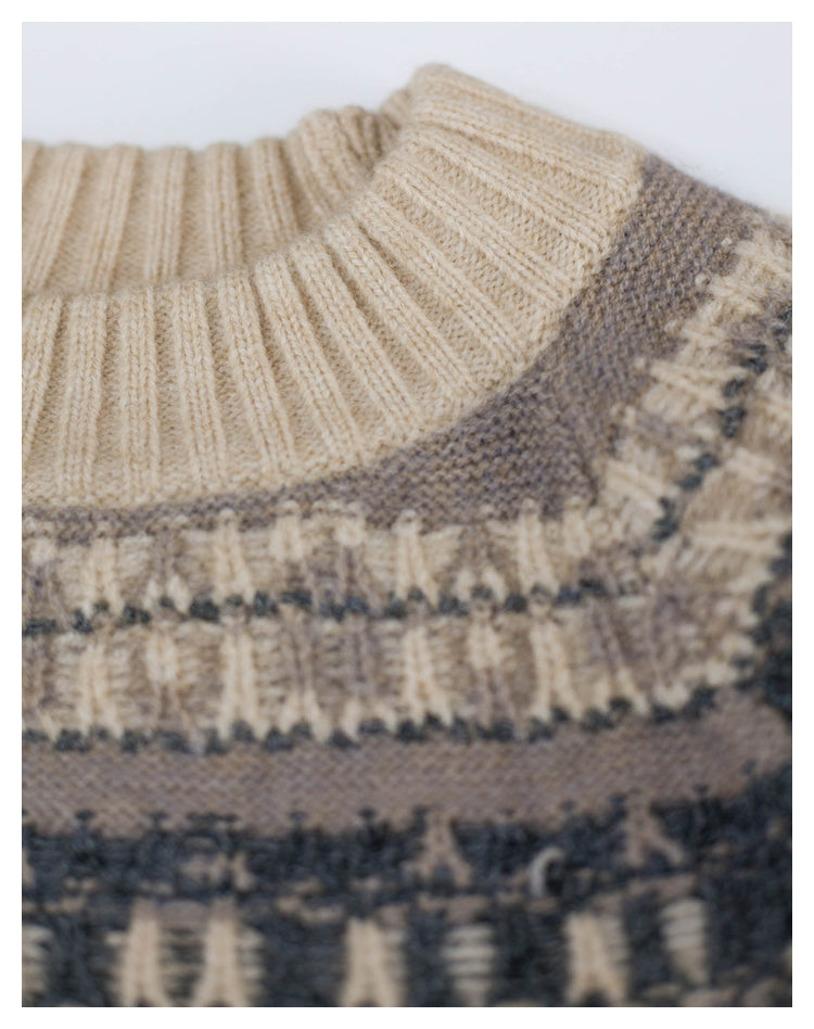 Japanese style retro smiley face sweater autumn and winter thick round neck sweater