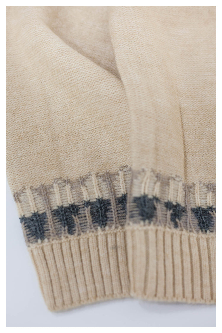 Japanese style retro smiley face sweater autumn and winter thick round neck sweater