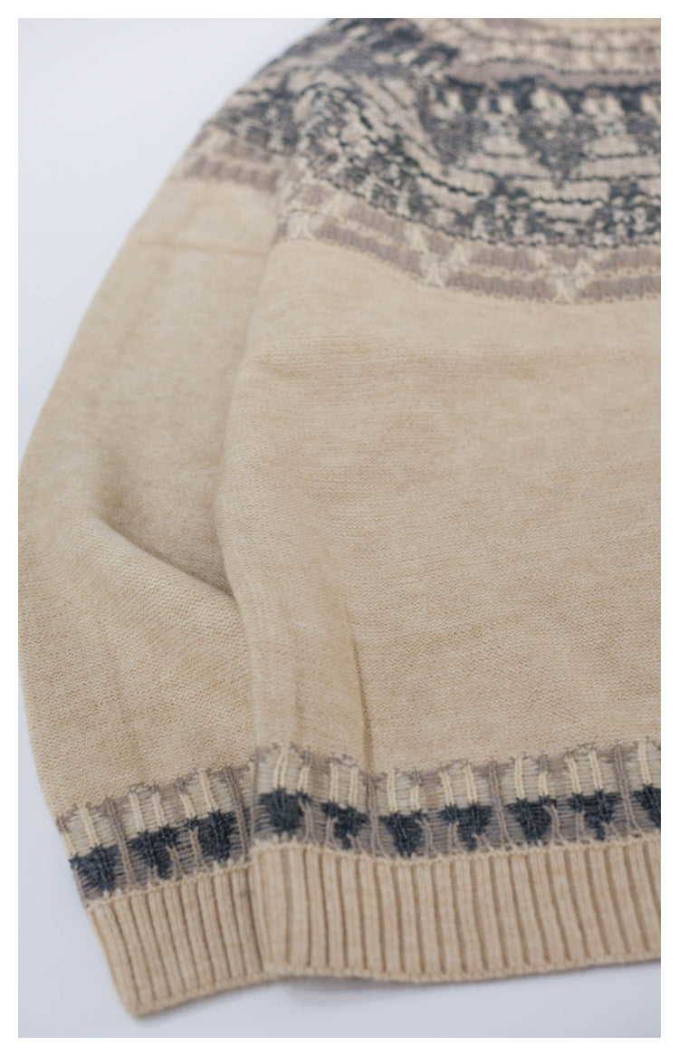 Japanese style retro smiley face sweater autumn and winter thick round neck sweater