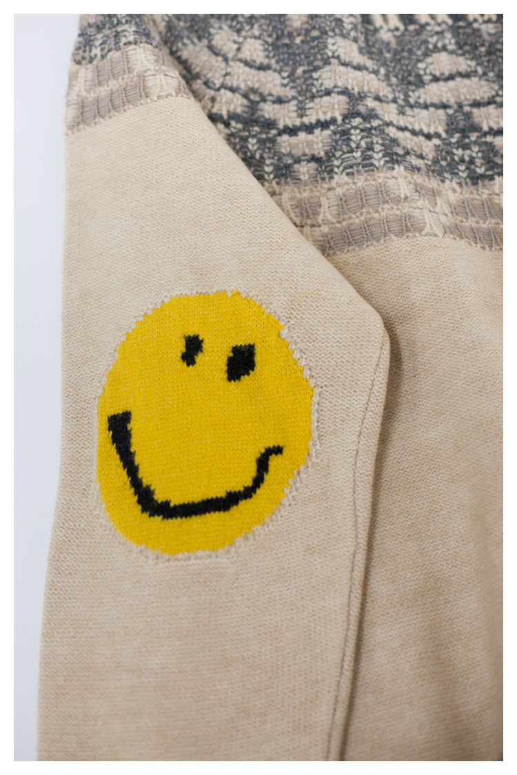 Japanese style retro smiley face sweater autumn and winter thick round neck sweater