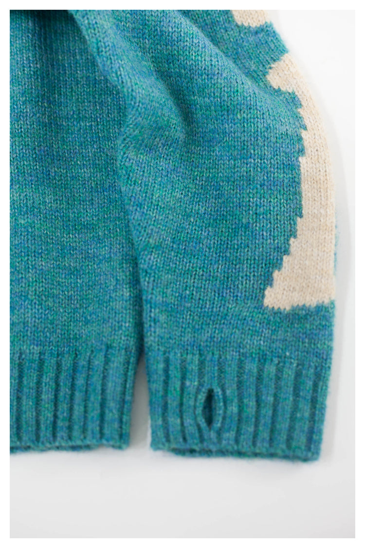 Japanese-style retro autumn and winter thick smiley face sweater round neck sweater