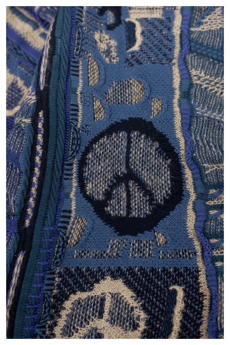 Japanese style anti-war retro couple heavy round neck pullover knitted sweater