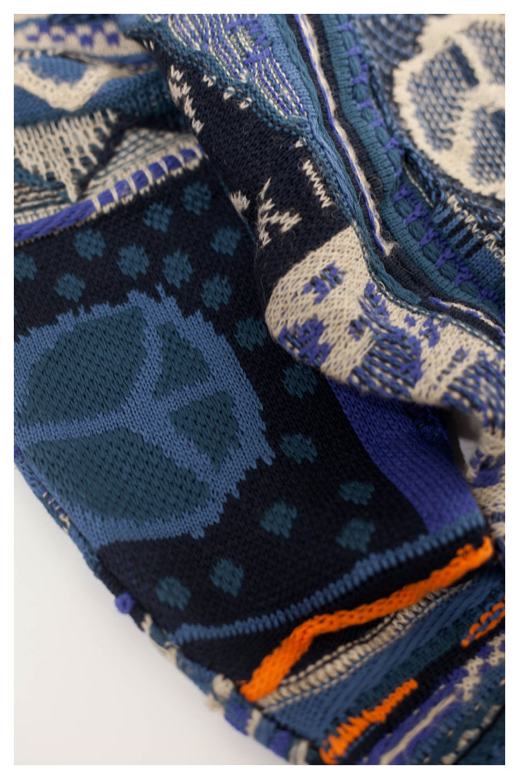 Japanese style anti-war retro couple heavy round neck pullover knitted sweater